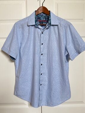 Robert Graham Blue Paisley Cotton Button Shirt Large